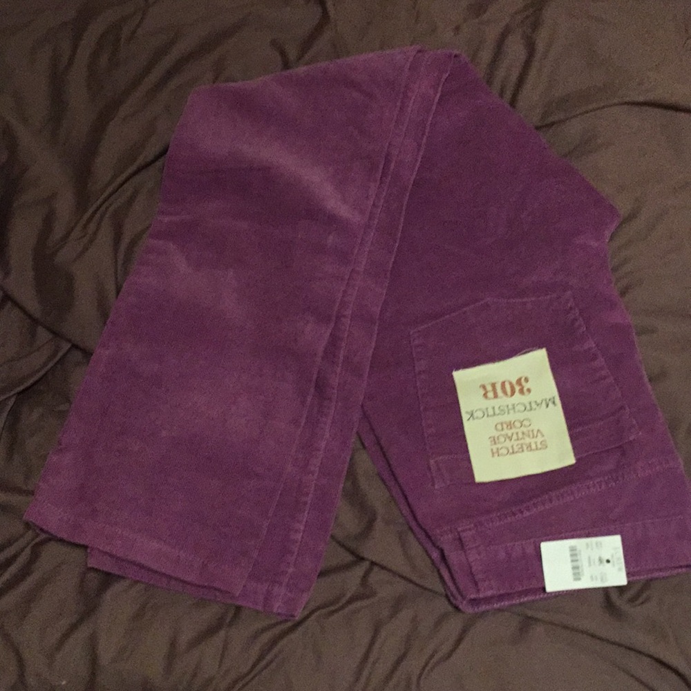 J crew factory purple corduroy matchstick pants
